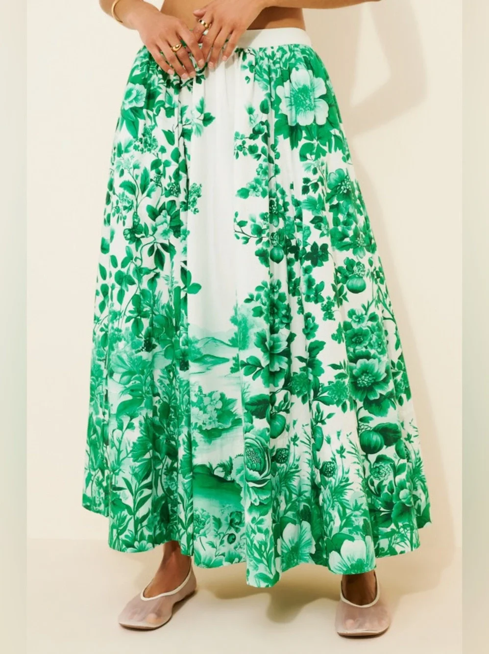 Maeve by Anthropologie The Jacie Poplin Printed Midi Skirt Size M